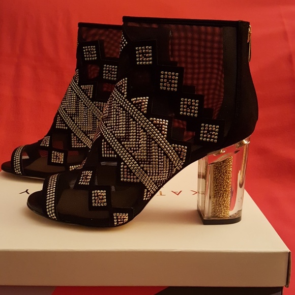 KATY PERRY GOLD SILVER BEADED MESH BOOTIES BOOT SHOE 8M MINT - Picture 3 of 8